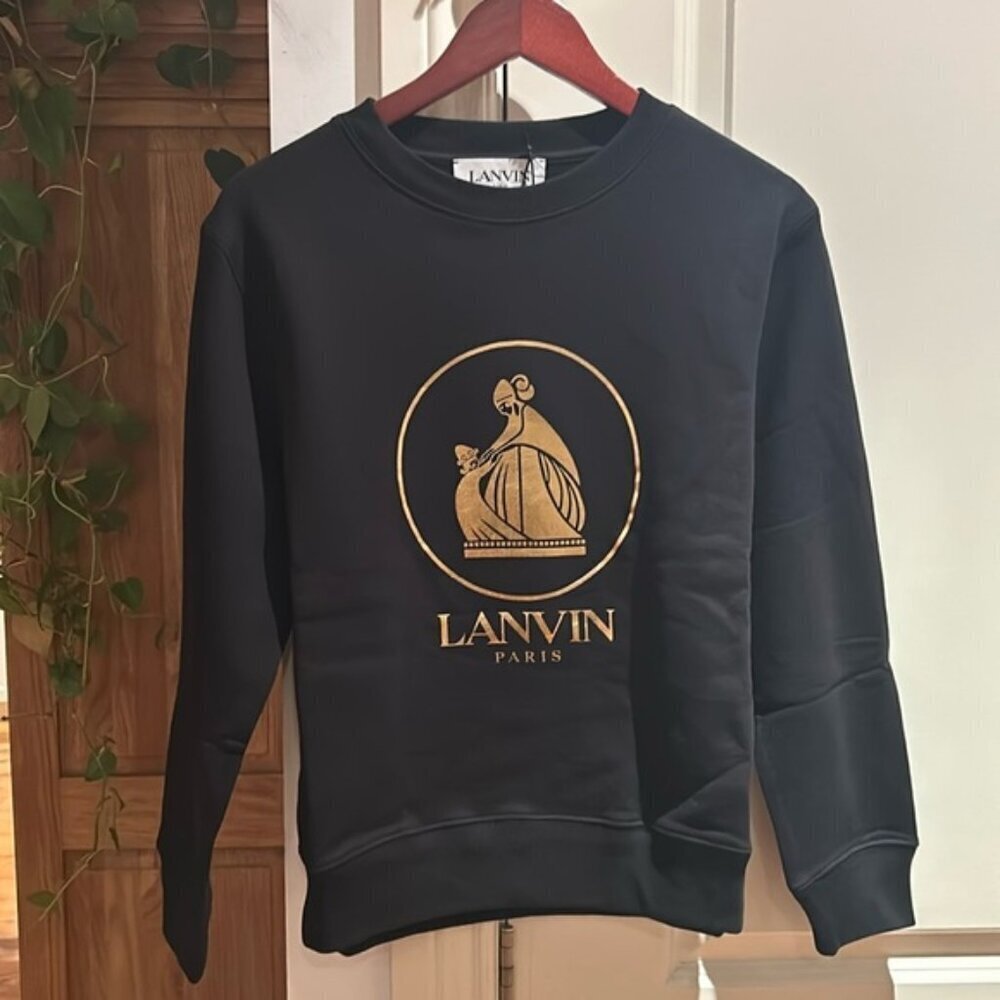 NWT AUTHENTIC LANVIN mother and child logo small black and gold